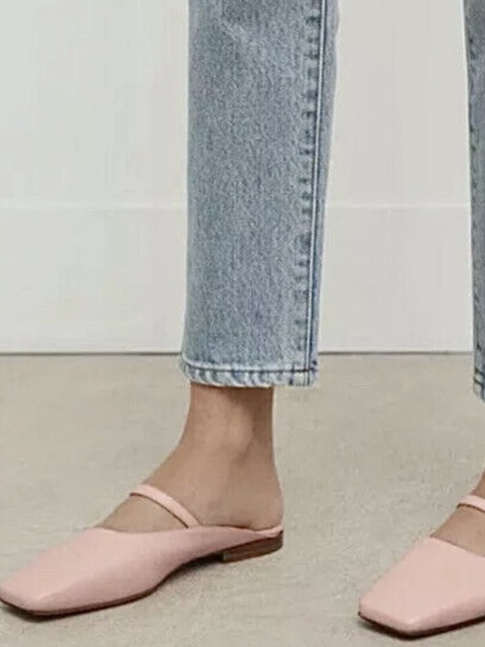 Mansur Gavriel Square Toe Mary Jane Mule Sandals Sz 38 $395 Pink Ballet Leather